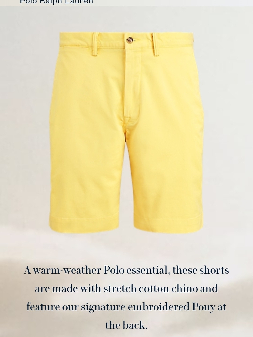 Polo by Ralph Lauren Yellow Stretch Cotton Chino Shorts